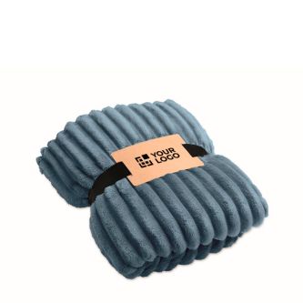 Plaid polaire à rayures avec ruban et carte kraft 450 g/m²