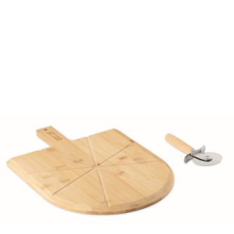Planche à pizza en bambou avec roulette à pizza en inox incluse