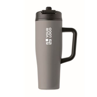 Mug isotherme en inox recyclé et antifuite avec anse et paille 900 ml