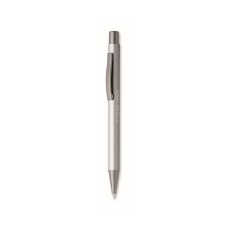 Stylo en aluminium recyclé avec finition caoutchoutée et encre bleue