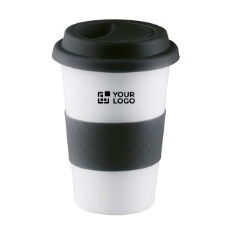 Mug publicitaire en céramique avec couvercle avec zone d'impression
