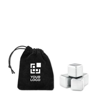 Set de cubes de glace métallique dans un sac  avec zone d'impression