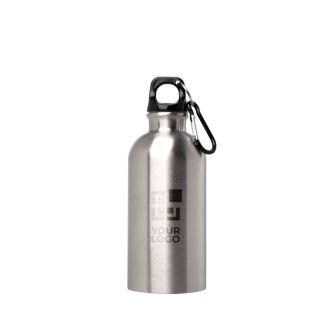 Gourde en acier inoxydable recyclé avec mousqueton 400ml