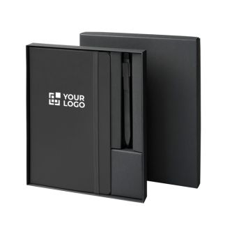 Coffret carnet rigide avec stylo à encre noire assorti