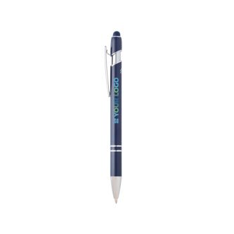 Stylo en aluminium recyclé avec pointeur tactile, encre bleue