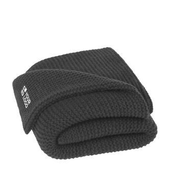 Couverture tricotée en polyester recyclé, étiquette et ruban