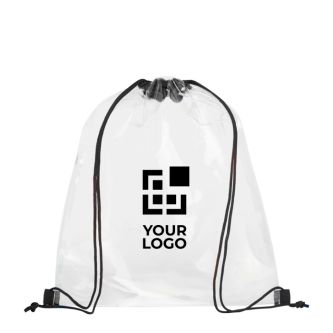 Sac à dos cordon personnalisé transparent couleur bleu roi deuxième vue frontale