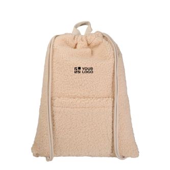 Sac à dos à cordons en sherpa recyclé avec poche frontale 9 L
