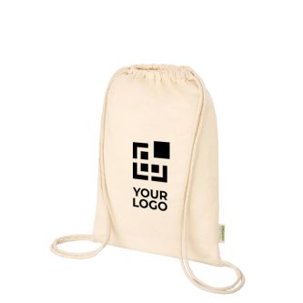 Sac à cordon en coton biologique, couleur naturelle, 5 L, 100 g/m²