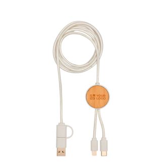 Câble de charge rapide en plastique recyclé et bambou 5 en 1, 27W
