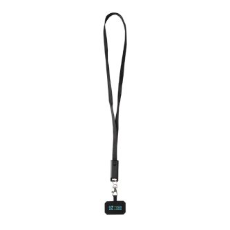 Lanyard téléphone en plastique recyclé et câble de charge 5-en-1 65 W