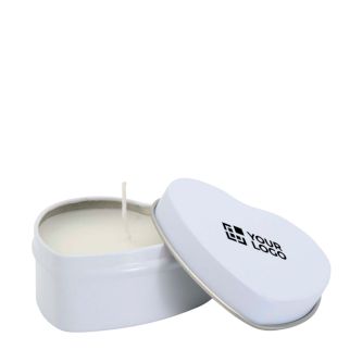 Bougie cœur en boîte métal avec parfum vanille 40 g