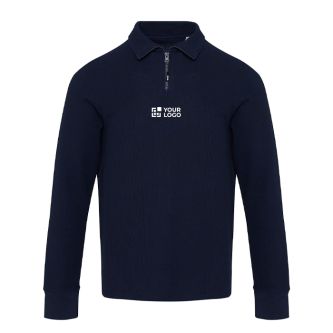 Polo en coton unisexe manches longues avec demi-zip 245 g/m² Elevate