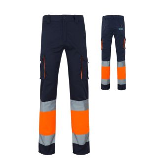 Pantalon de travail multipoches élastique bicolore 240 g/m² 