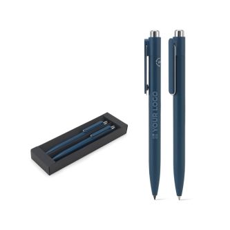 Set de stylos en aluminium recyclé avec et sans encre, encre bleue