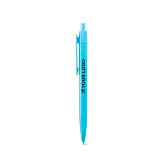 Stylo en plastique avec grand clip et finition brillante, encre bleue
