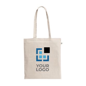 Sac naturel en coton recyclé et polyester avec anses 150 g/m²