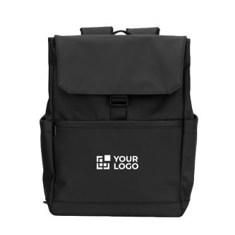 Sac à dos en cuir synthétique avec rabat, idéal pour PC portable 16"
