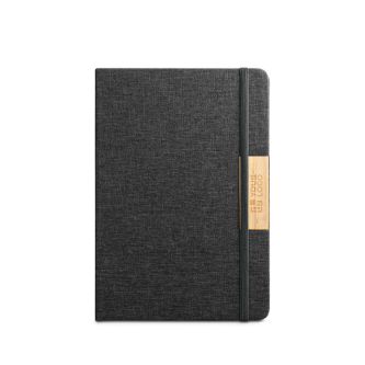 Cahier A5 rigide en bambou et RPET avec fermeture, pages lignées