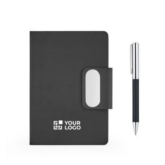 Set de stylo et carnet A5 en similicuir, pages lignées