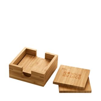 Ensemble de 4 sous-verres en bambou avec zone d'impression