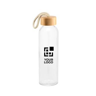 Gourde en verre avec bouchon en bambou et anse en corde 520 ml