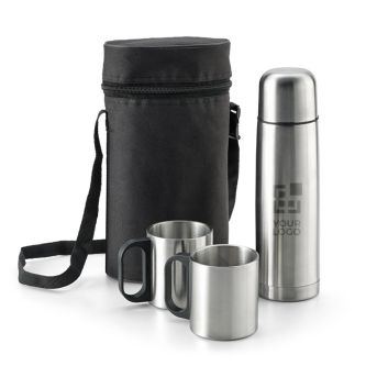Thermos personnalisable avec tasse couleur argenté