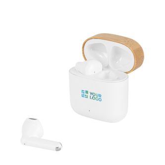 Écouteurs sans fil avec capuchon en bambou et 5 heures d'autonomie