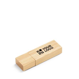 USB en bambou avec capuchon et boîte en papier kraft