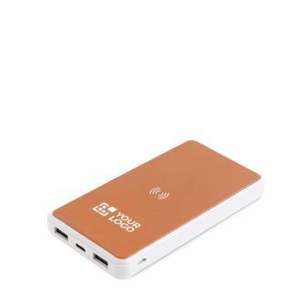 Batterie externe sans fil en cuir recyclé 8 000 mAh avec zone d'impression