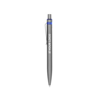 Stylo en aluminium recyclé avec détail coloré encre bleue avec zone d'impression