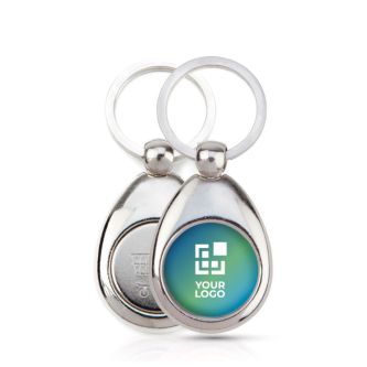 Porte-clés en métal avec jeton pour chariot et papier inséré avec zone d'impression