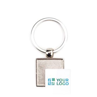 Porte-clés carré avec couverture en acrylique et papier recto-verso avec zone d'impression