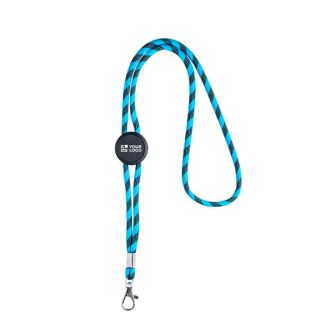 Lanyard tubulaire rayé durable en RPET avec mousqueton 3 cm avec zone d'impression
