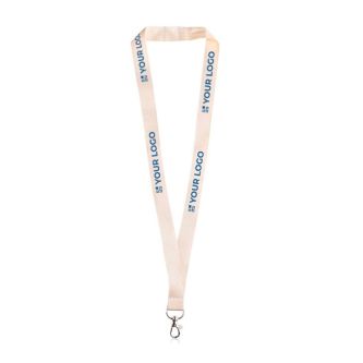 Lanyard classique en coton bio naturel 2 cm avec zone d'impression