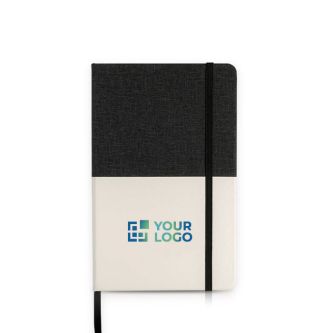 Carnet cuir synthétique bicolore avec marque-page A5 feuilles lisses avec zone d'impression