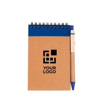 Bloc-notes en carton avec anneaux et stylo A6 pages lisses avec zone d'impression