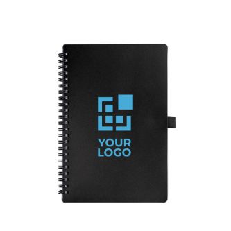 Carnet avec spirales et porte-stylo A5 feuilles lignées avec zone d'impression