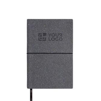 Carnet en cuir recyclé avec élastique A5 feuilles à pointillés avec zone d'impression