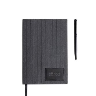 Carnet en cuir synthétique avec stylo métallique A5 pages blanches