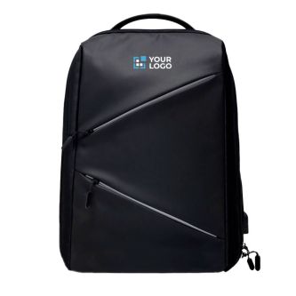 Sac à dos PC antivol en polyester et bandes réfléchissantes 15,6'' avec zone d'impression