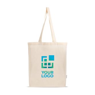 Sac en coton et plastique recyclés avec soufflet de fond 140 g/m²