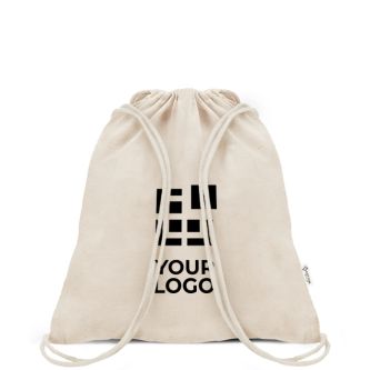 Sac à dos à cordons en coton et plastique recyclés 140 g/m²