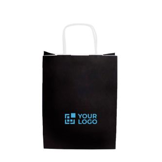 Sac en papier kraft en plusieurs couleurs et poignées courtes 90 g/m² avec zone d'impression