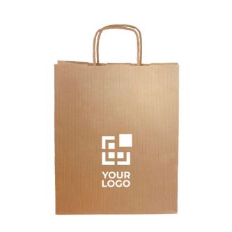 Sac classique en papier kraft avec poignées courtes 90 g/m² avec zone d'impression