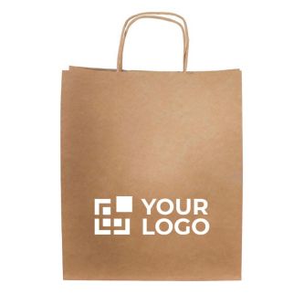 Sac kraft avec soufflet latéral résistant de 90 g/m² avec zone d'impression