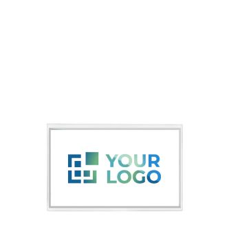 Identificateur transparent en plastique avec clip arrière 9x5,5 cm avec zone d'impression