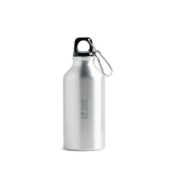 Gourde en aluminium recyclé avec mousqueton sur le bouchon, 400 ml