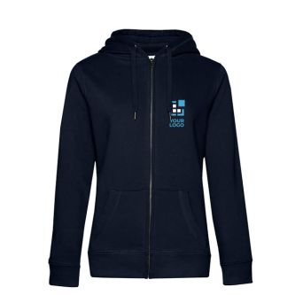 Sweat-shirt pour femme en coton avec fermeture éclair 280 g/m² B&C avec zone d'impression