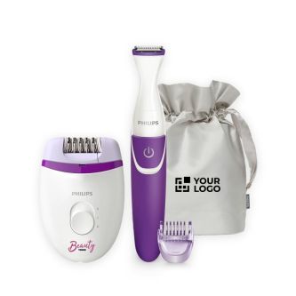 Épilateur et mini tondeuse dans un étui en satin marque Philips